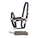Bitz Soft Handle Two Tone Headcollar/Lead Rope Navy/Taupe additional 2
