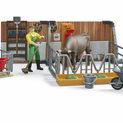 Bruder BWorld Cow &amp; Calf Barn With Farmer 1:16 additional 1