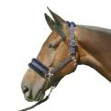 Hy Equestrian Faux Fur Padded Head Collar with Lead Rope - Navy additional 1