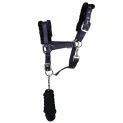 Hy Equestrian Faux Fur Padded Head Collar with Lead Rope - Navy additional 2