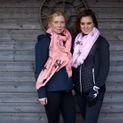 Hy Equestrian Ladies Balmoral Scarf - Coral/Black Print additional 3