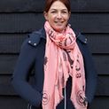 Hy Equestrian Ladies Balmoral Scarf - Coral/Black Print additional 2