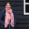 Hy Equestrian Ladies Balmoral Scarf - Coral/Black Print additional 4
