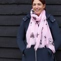Hy Equestrian Ladies Balmoral Scarf - Pastel Pink/Pale Brown Print additional 4