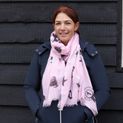 Hy Equestrian Ladies Balmoral Scarf - Pastel Pink/Pale Brown Print additional 3