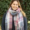 Hy Equestrian Ladies Supersoft Tartan Scarf - Grape/Riviera/White additional 2