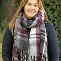 Hy Equestrian Ladies Supersoft Tartan Scarf - Grape/Riviera/White additional 3