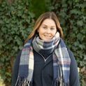 Hy Equestrian Ladies Supersoft Tartan Scarf - Soft Blue/Cream/Peach additional 2