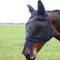 Hy Equestrian Mesh Half Mask with Ears and Fringe - Black/Navy additional 3