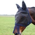 Hy Equestrian Mesh Half Mask with Ears and Fringe - Black/Navy additional 2