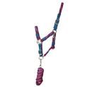 Hy Equestrian Multicolour Adjustable Head Collar with Rope - Petrol/Pink/Magenta additional 1