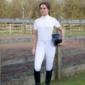 Hy Equestrian Roka Royal Breeches - White with Rose Gold Diamantes additional 5