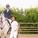 Hy Equestrian Roka Royal Show Shirt - White with Rose Gold Diamantes additional 3