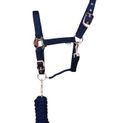 Hy Equestrian Rose Gold Head Collar &amp; Lead Rope - Navy/Rose Gold additional 3