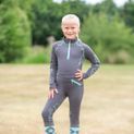 Hy Equestrian Stella Children's Riding Tights - Charcoal/Mint additional 1