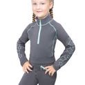 Hy Equestrian Stella Children's Riding Tights - Charcoal/Mint additional 3