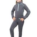 Hy Equestrian Stella Children's Riding Tights - Charcoal/Mint additional 5