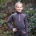 Hy Equestrian Stella Children's Riding Tights - Iron Grey/Pink additional 7