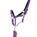 Hy Equestrian Tartan Head Collar with Lead Rope - Raspberry/White/Navy additional 1