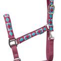 Hy Equestrian Woven Polo Head Collar and Lead Rope - Aqua/Fig additional 2