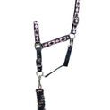 Hy Equestrian Woven Polo Head Collar and Lead Rope - Navy/Rose additional 1