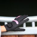 Hy Equestrian Lightweight Riding Gloves - Black/Pink additional 3