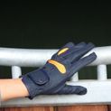Hy Equestrian Lightweight Riding Gloves - Navy/Orange additional 3