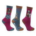 Hy Equestrian Thelwell Collection Pony Friends Socks (Pack of 3) - Imperial Purple/Pacific Blue additional 1