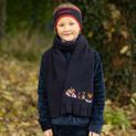 Hy Equestrian Thelwell Collection Practice Makes Perfect Fleece Headband &amp; Scarf Set - Navy/Red additional 2