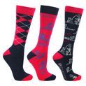 Hy Equestrian Thelwell Collection Practice Makes Perfect Socks (Pack of 3) - Red/Navy additional 1