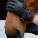 Hy Equestrian Thinsulate™ Leather Winter Riding Gloves - Black/Tan Stitch additional 4