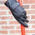 Hy Equestrian Thinsulate™ Leather Winter Riding Gloves - Dark Brown/Tan Stitch additional 4