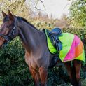Reflector Quarter Mesh Exercise Sheet by Hy Equestrian - Yellow/Pink/Orange additional 1
