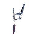 Hy Equestrian Tartan Head Collar with Lead Rope - Pink/Navy/Kingfisher Blue additional 2
