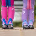 Hy Equestrian Children's Zeddy Three Tone Amara Chaps - Flamingo Pink/Cobalt Blue/Turquoise - Child additional 2