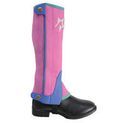Hy Equestrian Children's Zeddy Three Tone Amara Chaps - Flamingo Pink/Cobalt Blue/Turquoise - Child additional 1