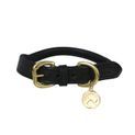 Benji &amp; Flo Superior Rolled Leather Dog Collar - Black/Brass additional 1