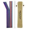 Wild &amp; Stone - Reusable Stainless Steel Drinking Straws - Rainbow - 8 Pack additional 1