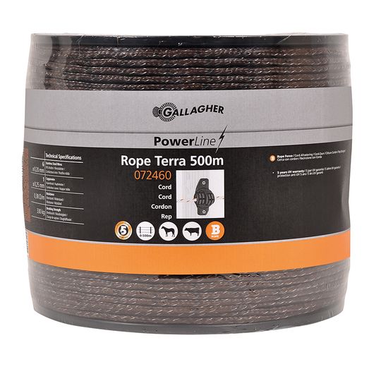 500m Gallagher Braided Rope PowerLine Terra (Brown)