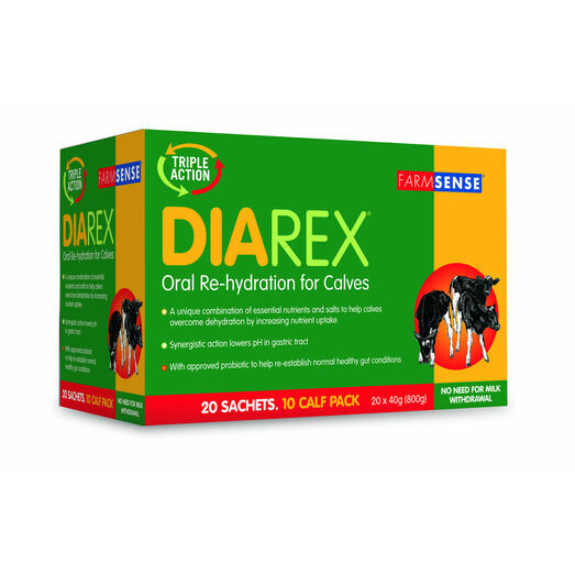 Farmsense Diarex Calf Re-Hydration - 20 X 40 GM SACHET