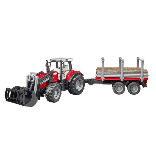 Bruder Massey Ferguson 7480 with Front Loader and Timber Trailer 1:16