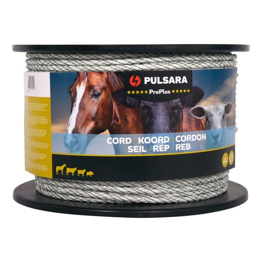 Pulsara Electric Fence Cord Pro Plus 6mm 200m Braided white