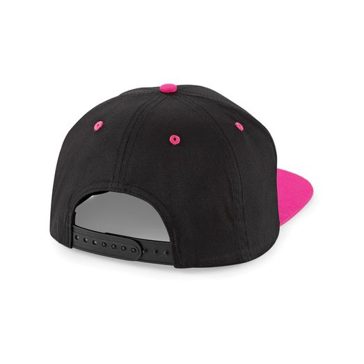Beechfield  5 Panel Contrast Snapback Black/Fuchia