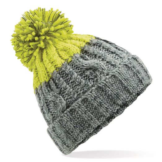 Beechfield  Apres Beanie Light Grey/ Citron