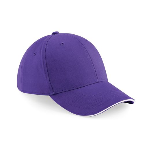 Beechfield  Athleisure 6 Panel Cap Purple/White