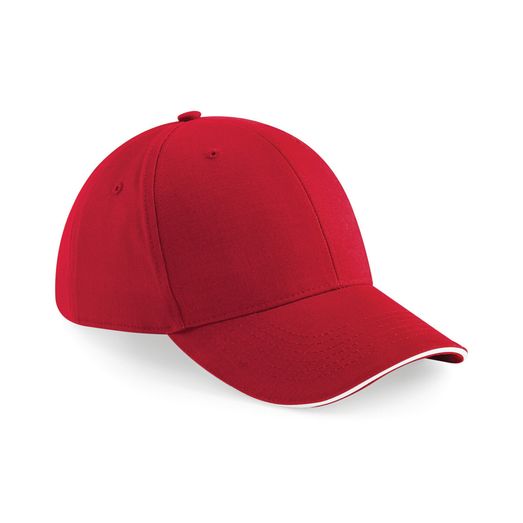 Beechfield  Athleisure 6 Panel Cap Classic Red/White