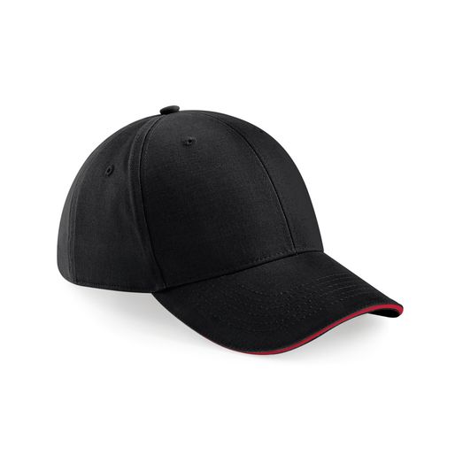 Beechfield  Athleisure 6 Panel Cap Black/Classic Red
