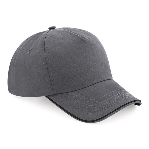 Beechfield  Authentic 5 Panel Cap - Piped Peak Graphite Grey/Black