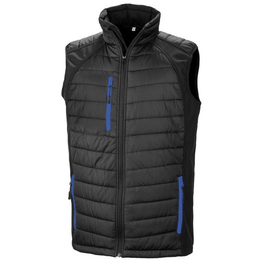 Result Genuine Recycled Black Compass Pad Softshell Gilet Black/Royal