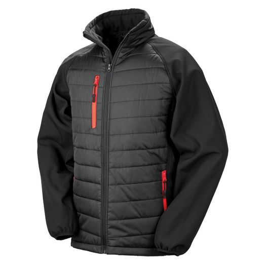 Result Genuine Recycled Black Compass Padded Softshell Jacket Black/Red